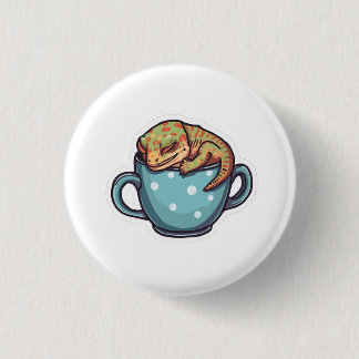 Slapende gekko ronde button 3,2 cm
