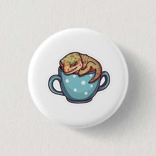 Slapende gekko ronde button 3,2 cm (Voorkant)