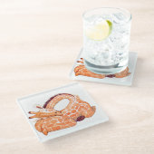 Slapende Giraffe: zachte Waterverf Glazen Onderzetter (Schuin)