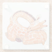 Slapende Giraffe: zachte Waterverf Glazen Onderzetter (Achterkant)