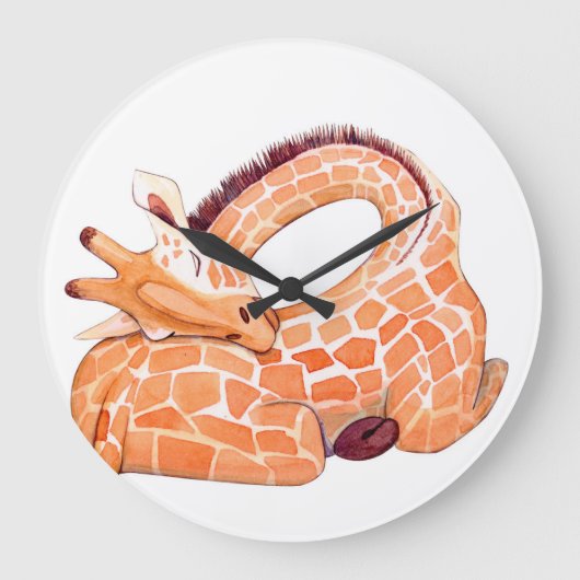 Slapende Giraffe: zachte Waterverf Grote Klok (Voorkant)