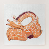 Slapende Giraffe: zachte Waterverf Legpuzzel (Verticaal)