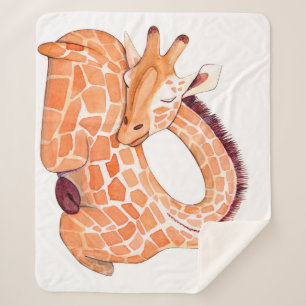 Slapende Giraffe: zachte Waterverf Sherpa Deken