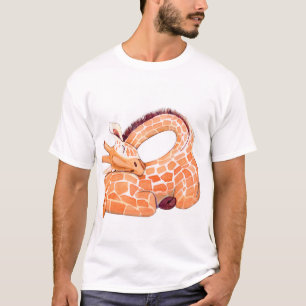 Slapende Giraffe: zachte Waterverf T-shirt