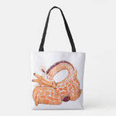Slapende Giraffe: zachte Waterverf Tote Bag (Achterkant)
