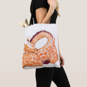 Slapende Giraffe: zachte Waterverf Tote Bag (Dichtbij)
