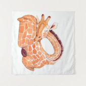 Slapende Giraffe: zachte Waterverf Wandkleed (Voorkant (horizontaal))