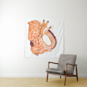Slapende Giraffe: zachte Waterverf Wandkleed (In Situ (horizontaal))