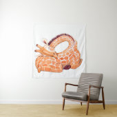 Slapende Giraffe: zachte Waterverf Wandkleed (In situ)