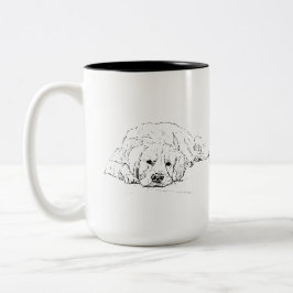 Slapende Goudkleurige Retriever, Tekening van een  Tweekleurige Koffiemok