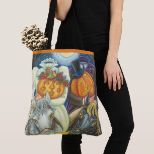 SLAPENDE HOLLOW-HUWELIJK, KOPLOZE RUITER HALLOWEEN TOTE BAG