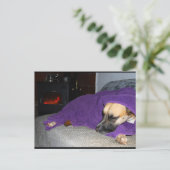 Slapende hond bij de open haard briefkaart (Staand voorkant)
