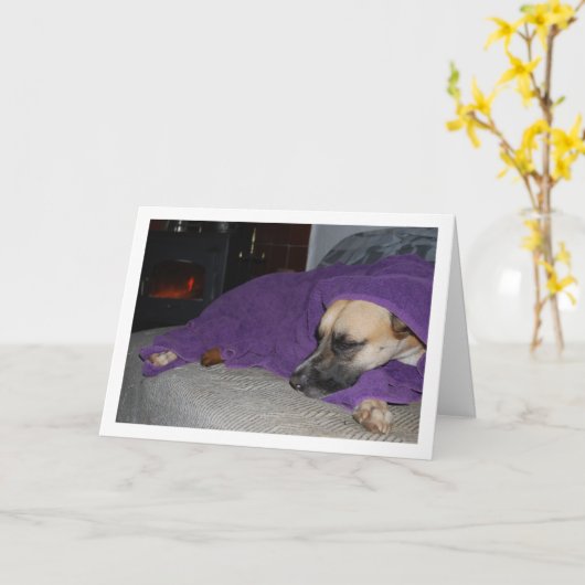 Slapende hond bij de open haard kaart (Gele Bloem)