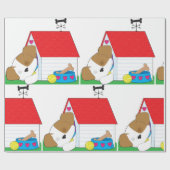 Slapende hond in een hondenhuis cadeaupapier (Vlak)