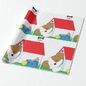 Slapende hond in een hondenhuis cadeaupapier (Uitgerold)