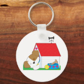 Slapende hond in een hondenhuis sleutelhanger (Voorkant)