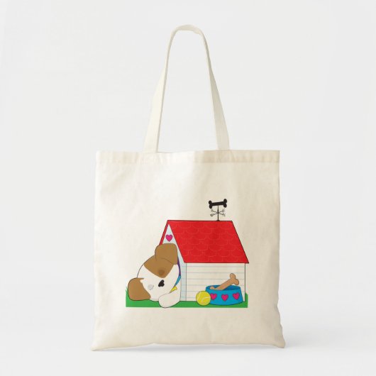 Slapende hond in een hondenhuis tote bag (Voorkant)