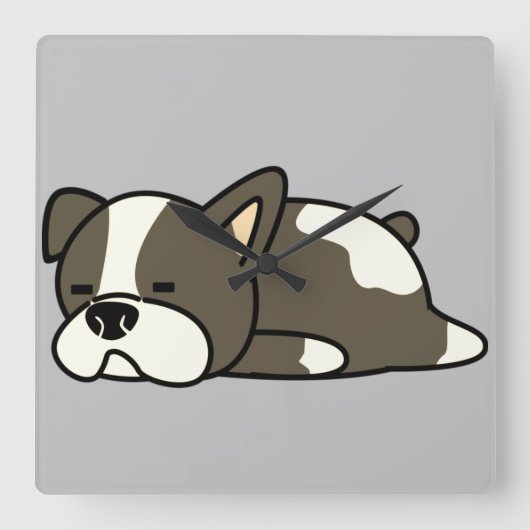 Slapende hond vierkante klok (Voorkant)