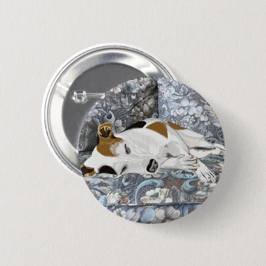 Slapende Jack Russell Ronde Button 5,7 Cm (Voorkant /achterkant)