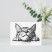Slapende kat briefkaart (Staand voorkant)