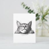 Slapende kat briefkaart (Staand voorkant)