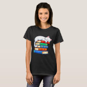 Slapende kat en boeken schattig grappig gezellig b t-shirt (Voorkant volledig)