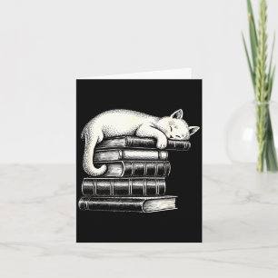 Slapende kat en boeken schattig lief knus lezers kaart