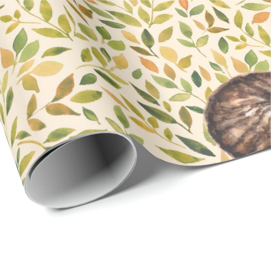 Slapende kat, florale achtergrond cadeaupapier (Rol Hoek)