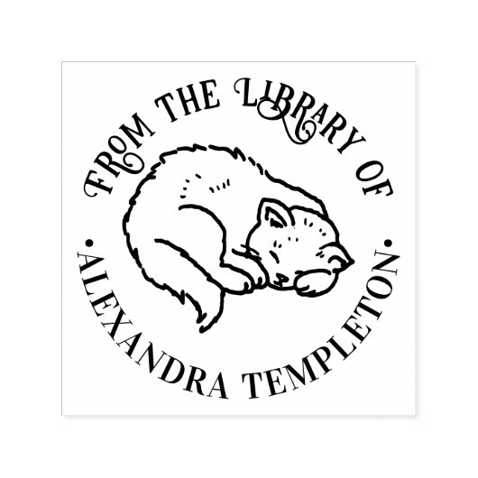 Slapende Kat Ingerold Bibliotheek Boek Naam Zelfinktende Stempel (Design)