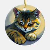 Slapende kat keramisch ornament (Voorkant)