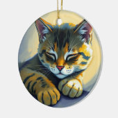 Slapende kat keramisch ornament (Links)