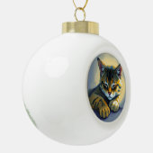 Slapende kat keramische bal ornament (Links)