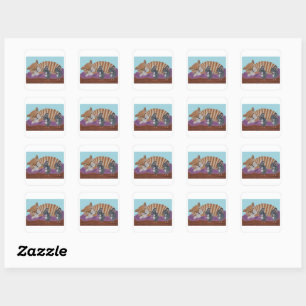 Slapende kat met stiekeme muizen  vierkante sticker