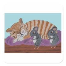 Slapende kat met stiekeme muizen 