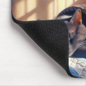 Slapende kat onder een quilt muismat (Hoek)