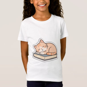 Slapende Kat op Boeken Meisjes T-shirt