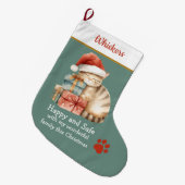 Slapende kat op cadeaus Kerstsok – Knus (Voorkant (Hangend))