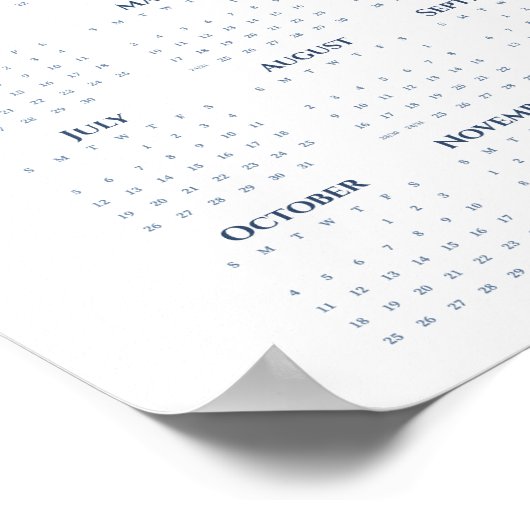 Slapende kat op de maan 2026 kalender Minimalistis Poster (Hoek)