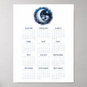 Slapende kat op de maan 2026 kalender Minimalistis Poster (Voorkant)