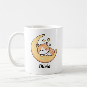 Slapende Kat Op Een Maan Droom Aangepast Koffiemok