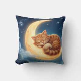 Slapende Kat op Maan Nursery Kussen