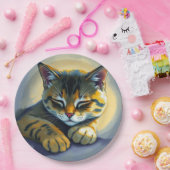 Slapende kat papieren bordje (Feest)