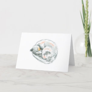 Slapende kat tekening feestdagen kaart