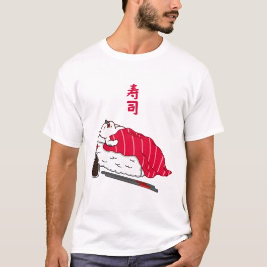 Slapende Kat Tuna Sushi T-shirt (Voorkant)