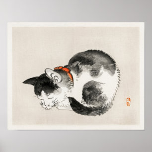 Slapende kat van Kōno Bairei (1844-1895) Poster