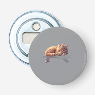 Slapende Kattenflesopener met Sinaasappel Vacht – Button Flesopener