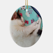 Slapende kattenversiering keramisch ornament (Rechts)