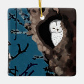 Slapende Kerkuil Keramisch Ornament (Voorkant)