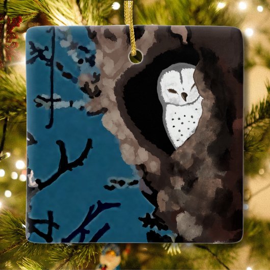 Slapende Kerkuil Keramisch Ornament