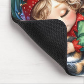 Slapende Kerstelf met Calico Kitten Muismat (Hoek)